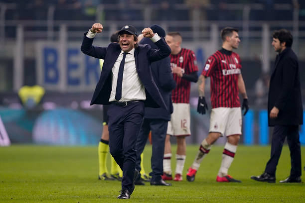 HLV Conte tự hào với màn trình diễn của các học trò - Ảnh: Getty Kết quả Inter Milan vs AC Milan, Inter Milan 4-2 AC Milan, kết quả derby Milan, Lukaku, cựu sao MU, Conte, HLV Inter, Juventus