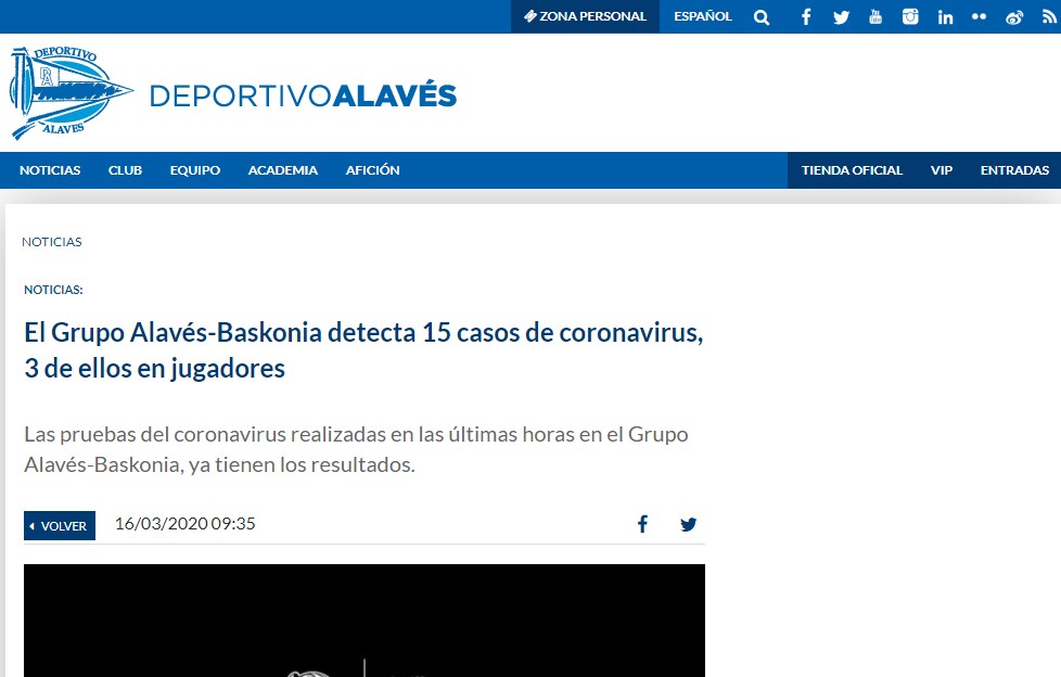 Trang chủ Deportivo Alaves đưa ra thông báo - Ảnh: Trang chủ Alaves CLB từng đánh tiếng với Quang Hải lập kỷ lục về số ca Covid-19