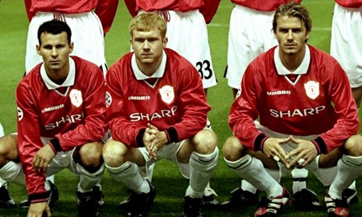 Scholes cùng 2 người đồng đội 'ngỗ ngược' - Ảnh: Internet MU, cựu sao MU, Ferguson, Beckham