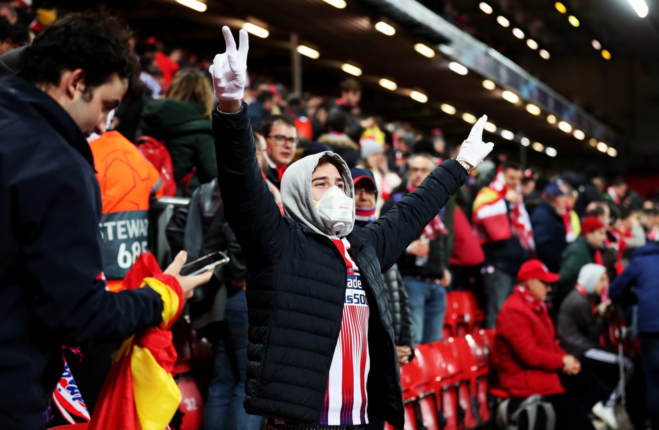 Có tới 3000 CĐV đến từ Tây Ban Nha, nơi bùng phát lớn dịch Covid-19. Ảnh: Internet Kết quả Atletico Madrid vs Liverpool, Champions League, Covid-19, Liverpool, Atletico Madrid, cúp C1
