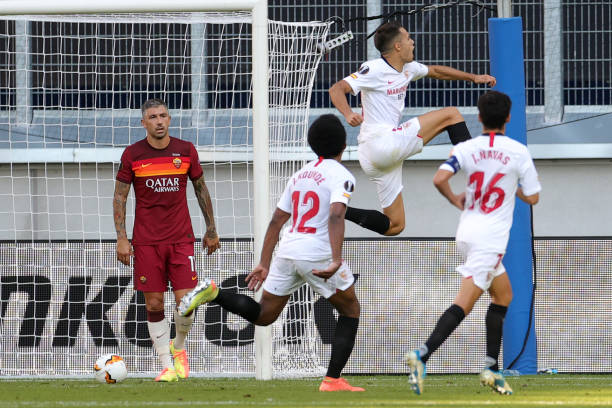 Reguilon sớm đưa Sevilla vượt lên - Ảnh: Getty Kết quả Sevilla vs AS Roma, Sevilla vs AS Roma, Europa League