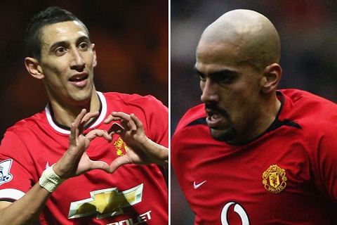Veron và Di Maria đã có những tháng ngày đáng quên tại Old Trafford - Ảnh: Internet Messi, MU, Messi MU, chuyển nhượng MU, Messi rời Barca