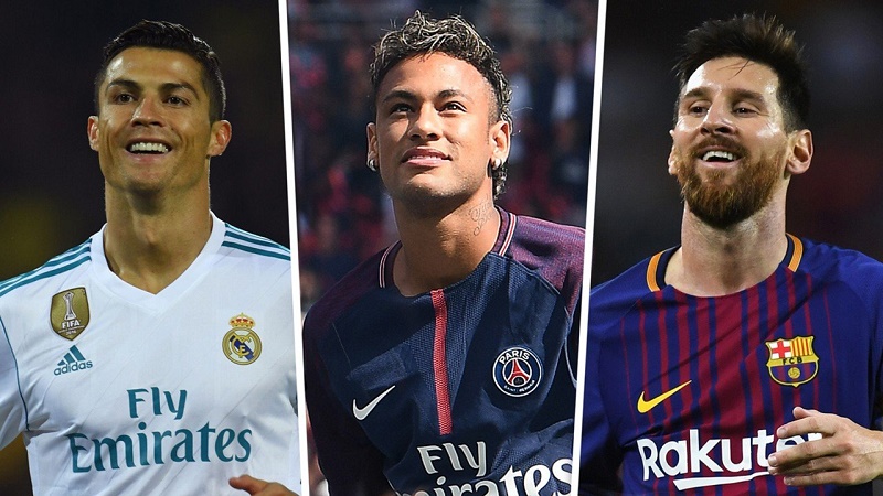 Messi, Ronaldo và Neymar là ba ngôi sao bóng đá góp mặt trong top 10 top 10 vđv thu nhập cao nhất thế giới, top 10 vđv giàu nhất, messi, ronaldo, neymar, curry, psg, barca, barcelona, juventus