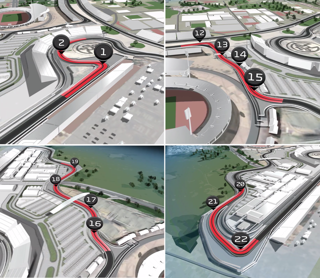 Các góc cua lấy cảm hứng từ các đường đua nổi tiếng trên thế giới. Ảnh: f1vietnamgp vietnam grand prix, đua xe f1, Vietnam grand prix 2020, đua xe f1 tại việt nam, việt nam, đua xe f1 tại hà nội