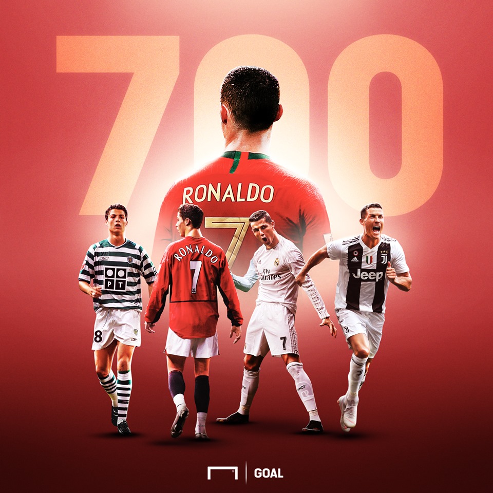 Ronaldo chạm cột mốc 700 bàn thắng trong sự nghiệp. Ảnh: Goal Ronaldo, Ronaldo 700, Ronaldo lập kỷ lục, ronaldo bồ đào nha, ukraine 2 1 Bồ Đào Nha, vl euro 2020, vòng loại euro 2020