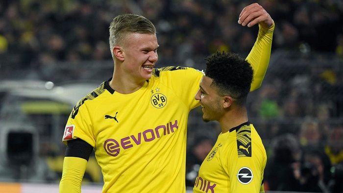 Haaland và Sancho - 2 tài năng trẻ sáng giá nhất của Dortmund hiện tại. Ảnh: AFP Dortmund, Bóng đá đức, Cúp C1, sancho, aubameyang, haaland