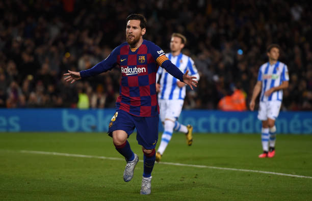 Messi vẫn là người ghi bàn mang về chiến thắng cho Barca. Ảnh: Getty Kết quả Barca vs Real Sociedad, Kết quả bóng đá, Barca, Real Sociedad, La Liga, bóng đá tây ban nha