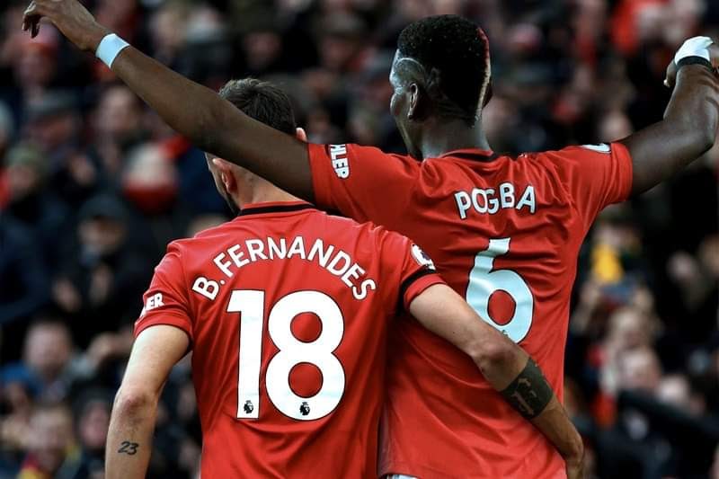 Pogba và Bruno Fernandes đang kết hợp rất ăn ý. Ảnh: Manchester United Brighton 0-3 MU, Kết quả Brighton vs MU, Ngoại hạng Anh, MU, Pogba, Bruno Fernandes