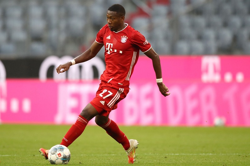 Alaba chơi ấn tượng ở vị trí không phải sở trường. Ảnh: Getty Champions League, Cúp C1, Tứ kết Cúp C1, Tứ kết Champions League, Barca, PSG, Messi, Neymar, Mbappe