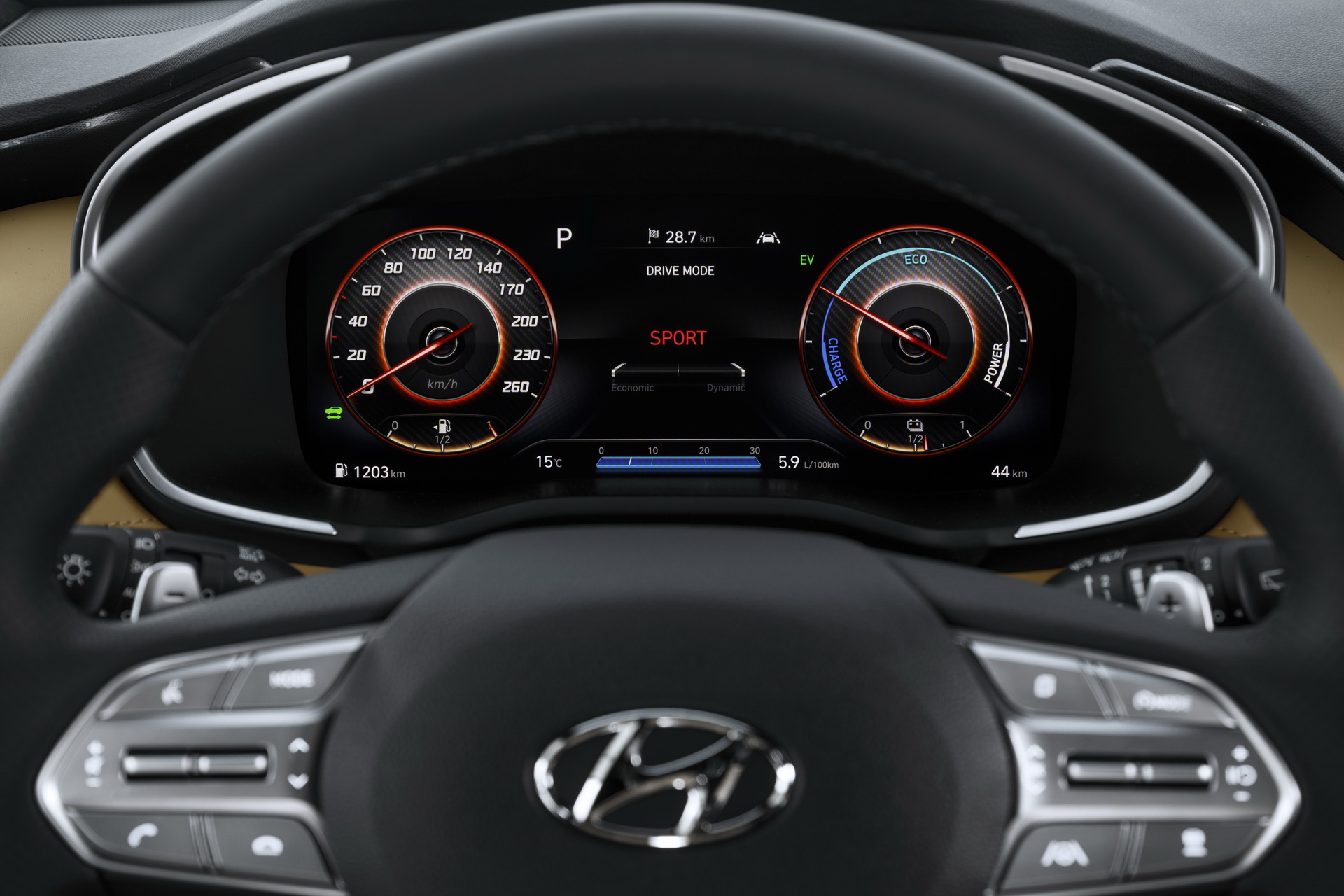 Cụm đồng hồ trên xe Hyundai Santafe 2021 Cụm đồng hồ trên xe Hyundai Santafe 2021