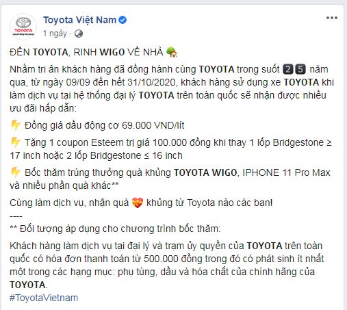 Toyota Việt Nam tung ưu đãi khủng lên tới 400 triệu đồng