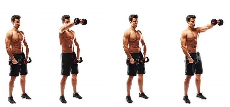 Nâng vai trước với tạ đơn (Front Delt Raise)