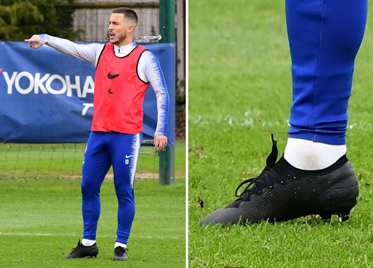 Eden Hazard trong một buổi tập với bản mẫu của Nike Mercurial thế hệ mới