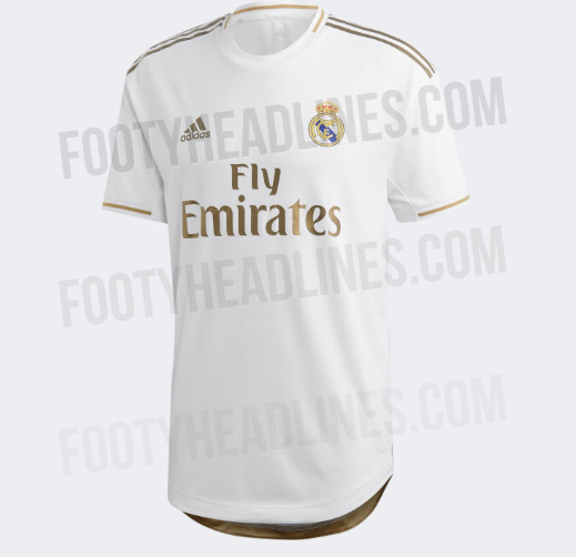 Mẫu áo sân nhà với tông trắng - vàng kim loại rực rỡ (ảnh: Footyheadlines.com)