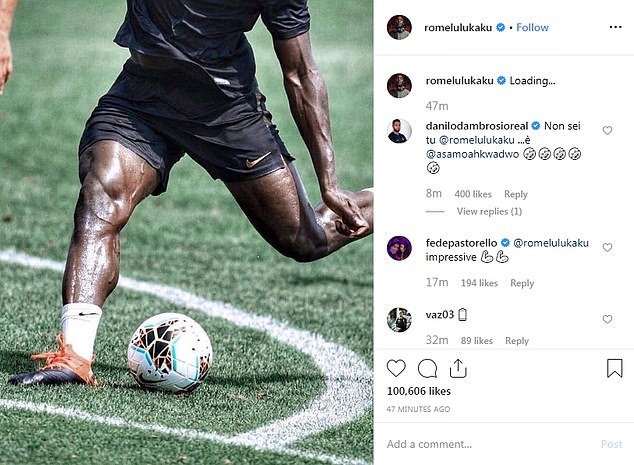 Lukaku đăng ảnh lên Instagram thể hiện mình không quá béo.