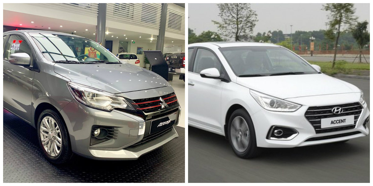 Ngoại thất Mitsubishi Attrage và Hyundai Accent