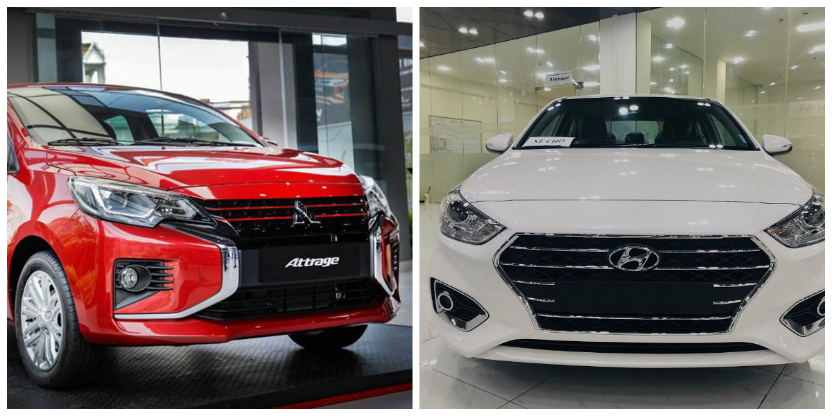 Hyundai Accent 1.4AT Đặc biệt có giá bán cao hơn Mitsubishi Attrage 1.2CVT khoảng 80 triệu đồng. Mitsubishi Attrage và Hyundai Accent