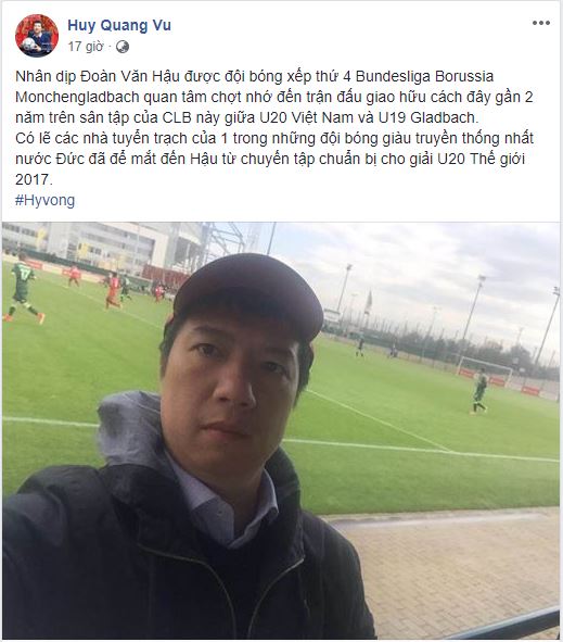 BLV Quang Huy đăng lại tấm hình cũ trên trang cá nhân
