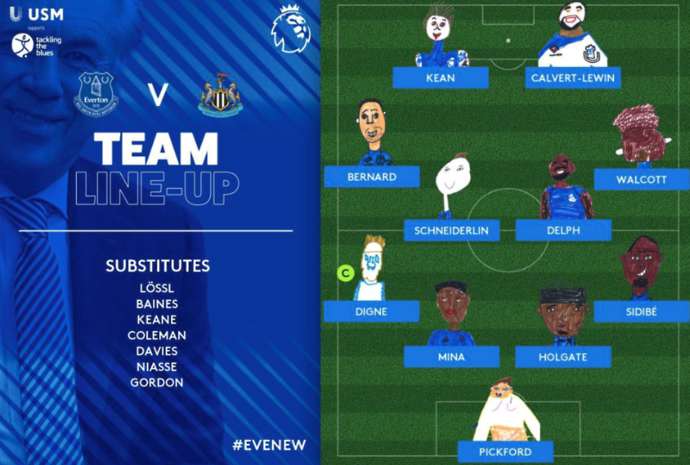 Đội hình 'dễ thương' của Everton. Ảnh: Everton FC Everton, Newcastle, ngoại hạng anh, everton vs newcastleEverton, Newcastle, ngoại hạng anh, everton vs newcastle