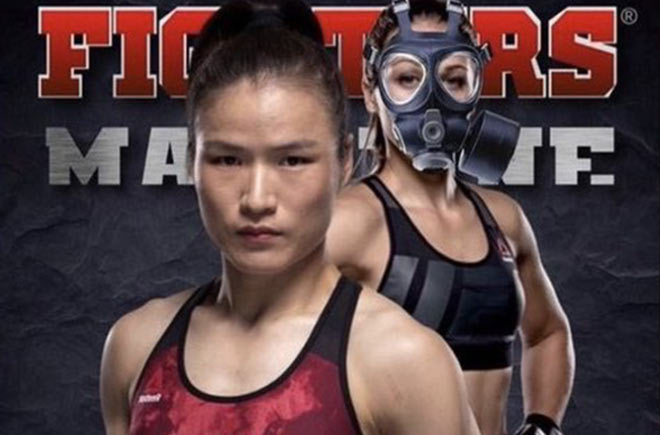 Tấm poster gây tranh cãi của võ sĩ Ba Lan. Ảnh: Instagram virus Corona, dịch corona, Võ sĩ đeo mặt nạ, mặt nạ chống virus Corona, khẩu trang, Trung Quốc, võ sĩ trung quốc, Joanna Jedrzejczyk, Zhang Weili