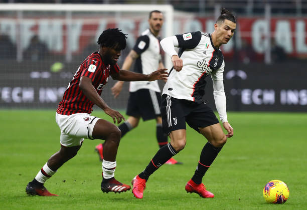Ronaldo nhạt nhòa trong hiệp 1. Ảnh: Getty Kết quả AC Milan vs Juventus, AC Milan, Juventus, Coppa Italia, Cúp Quốc gia Ý