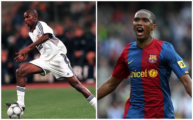 Eto'o từng khoác áo cả Real Madrid và Barcelona. Ảnh: Internet Real Madrid, Barcelona, Samuel Eto'o, Messi