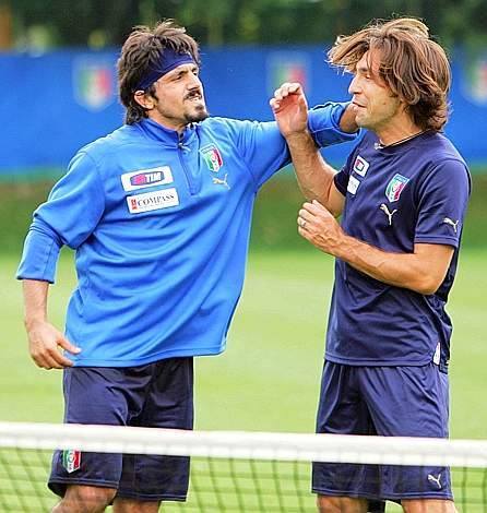 Gattuso là bạn thân Pirlo. Ảnh: FIGC Andrea Pirlo, Cannavaro, Gattuso