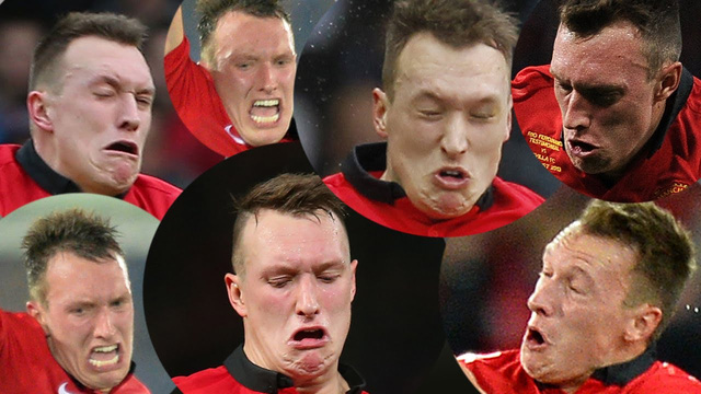 Các sắc thái biểu cảm của Phil Jones. Ảnh: Internet Manchester United, Phil Jones, De Gea