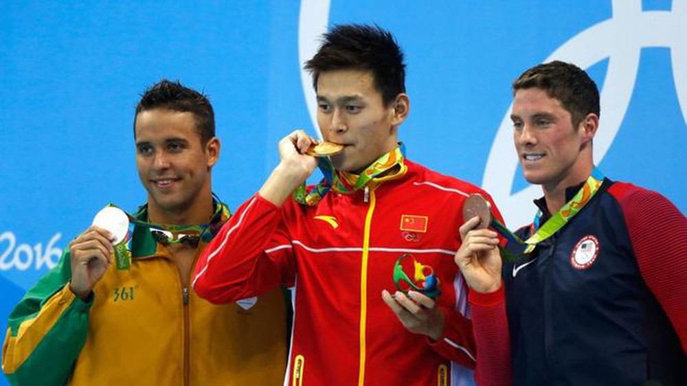 Tôn Dương (giữa) từng đoạt HCV Olympic. Ảnh: Getty Trung Quốc, Tôn Dương, Sun Yang, Olympic