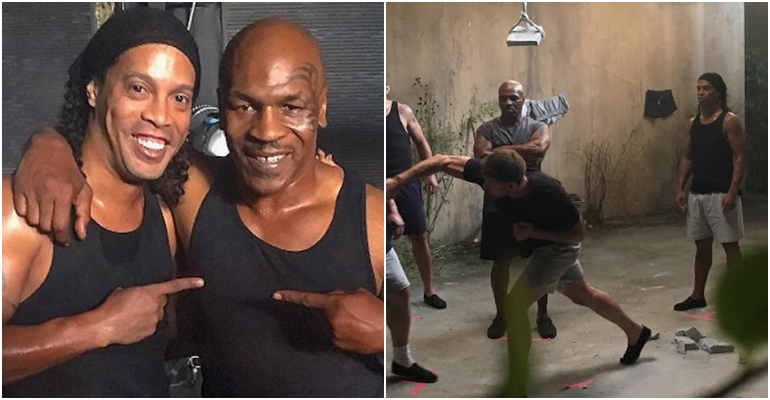 Ronaldinho và Mike Tyson đóng chung phim. Ảnh: Internet Ronaldinho, Ronaldo, Mike Tyson, Võ thuật,