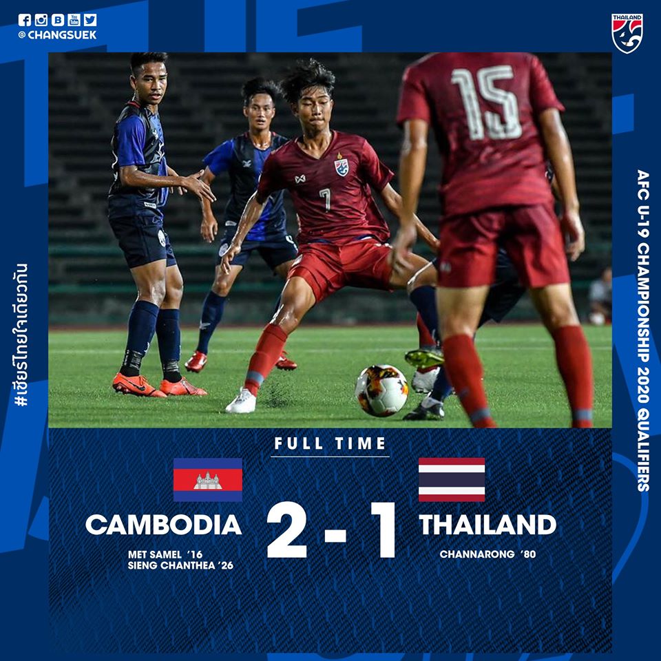 U19 Thái Lan nhận thất bại muối mặt trước U19 Campuchia U19 Thái Lan 0-2 U19 Campuchia, CĐV Thái Lan, HLV Issara Sritharo, U19 Thái Lan, U19 Campuchia