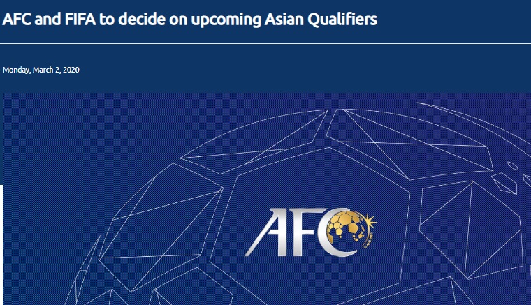 AFC xin được hoãn vòng loại World Cup 2022 vì virus COVID-19 AFC xin hoãn vòng loại World Cup 2022