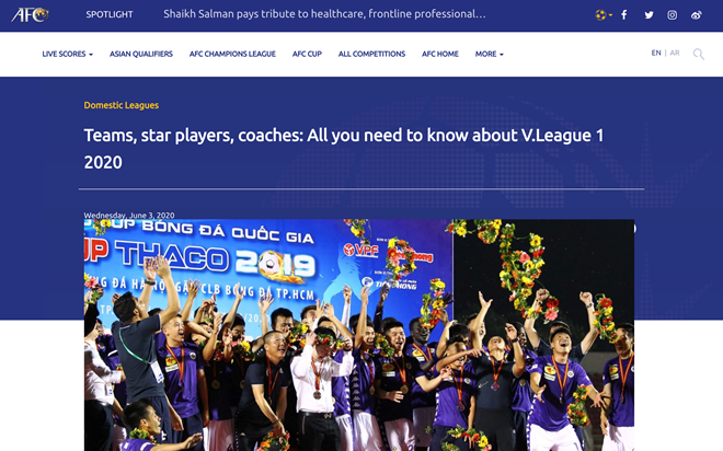 Trang chủ AFC dành những mỹ từ cho sự trở lại của bóng đá Việt Nam AFC ca ngoi bong da Viet Nam