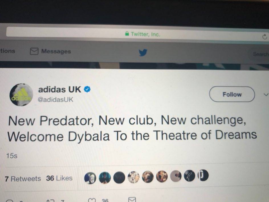 status của adidas UK Dybala, MU, Man Utd, tin tức MU, chuyển nhượng MU