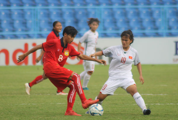 U16 nữ Việt Nam giành HCĐ sau chiến thắng trên chấm 11m U16 nữ Việt Nam vs U16 nữ Lào, kết quả U16 nữ Việt Nam vs U16 nữ Lào, tỷ số U16 nữ Việt Nam vs U16 nữ Lào