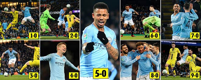 Jesus có được 4 bàn thắng trận này Kết quả Man City vs Burton, Man City vs Burton, tỷ số Man City vs Burton